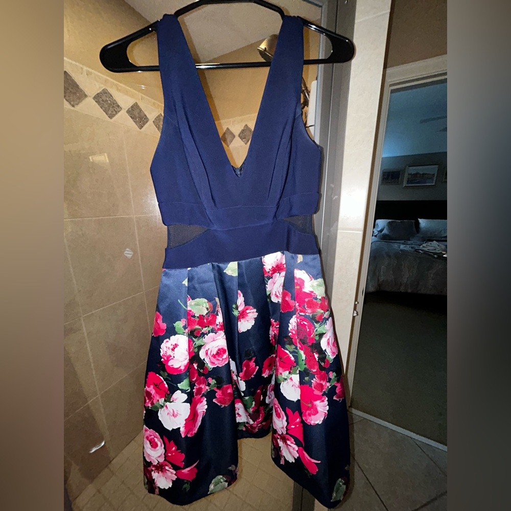 navy & floral dress